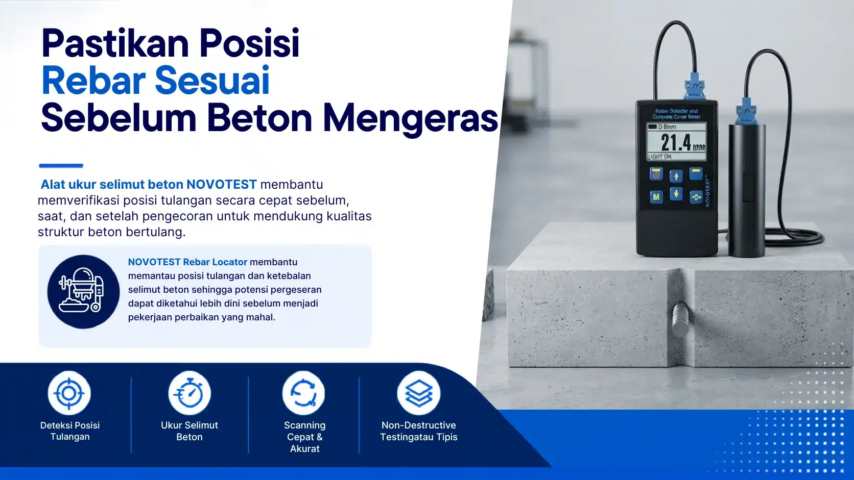 VERIFIKASI POSISI REBAR SUDAH SESUAI DENGAN DETEKSI LOKASI REBAR MENGGUNAKAN NOVOTEST