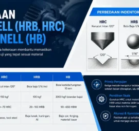 perbedaan skala kekerasan metode rockwell HRB HRC dan brinel (HB) penggunaan tipe indentor, beban dan jenis material baja