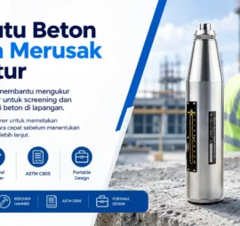 Uji Mutu Beton Tanpa Merusak Struktur menggunakan NOVOTEST SH Schmidt Hammer membantu mengukur rebound number untuk screening dan pemetaan kondisi beton di lapangan.