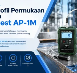 ukur profil permukaan digital sebelum coating dengan Novotest SP-1M untuk memverifikasi profil permukaan secara kuantitatif sebelum coating diaplikasikan.